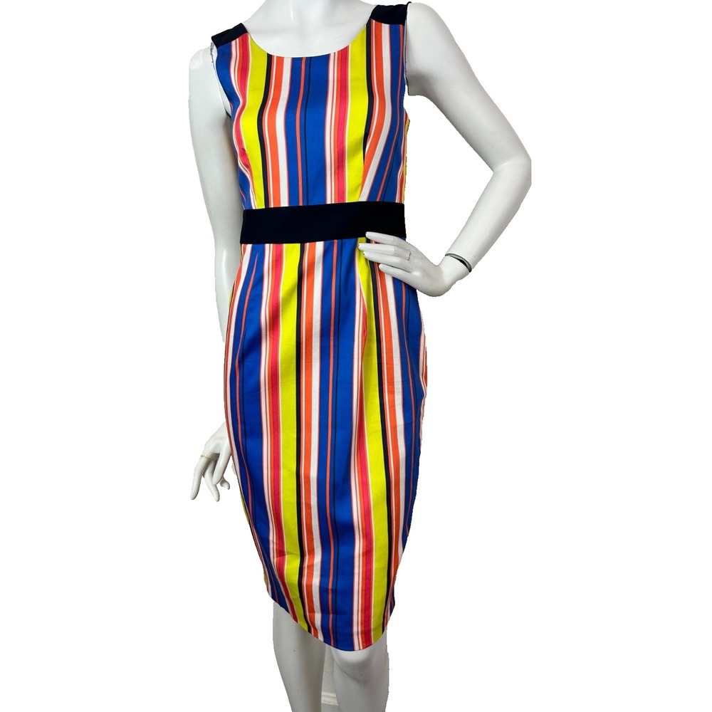 Closet London Striped Sheath Pencil Dress 4 Mod Pop Art Maximalist Dopamine